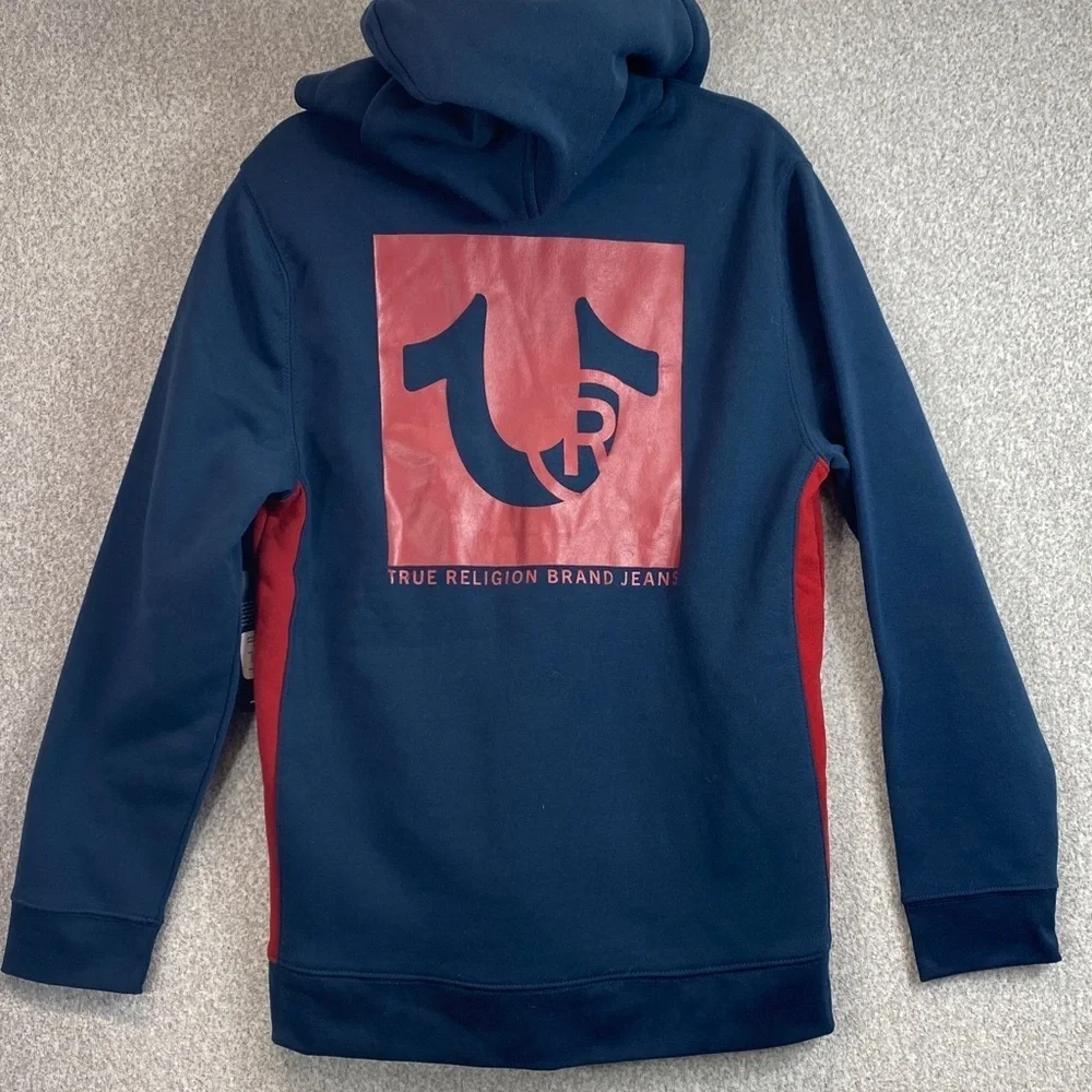 True Religion full zip hoodie M super soft large logo fleece lined casual Y2K